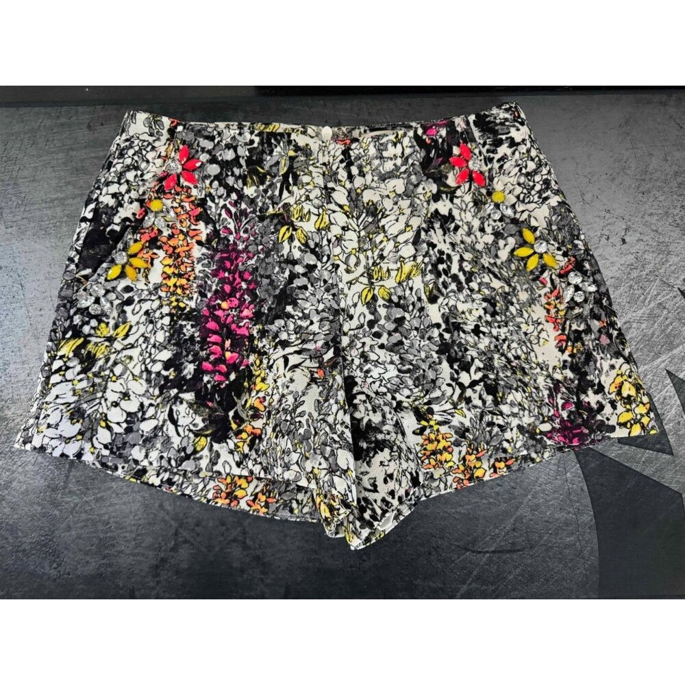 JOA Los Angeles Floral Rhinestone Embellished‎ Shorts Multi Color Size L N2